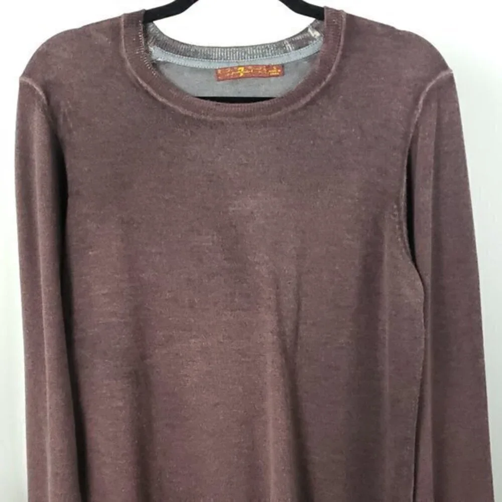 Men's 7 For All Mankind 100% Wool Distressed/Burnout Effect Fine Knit Sweater S